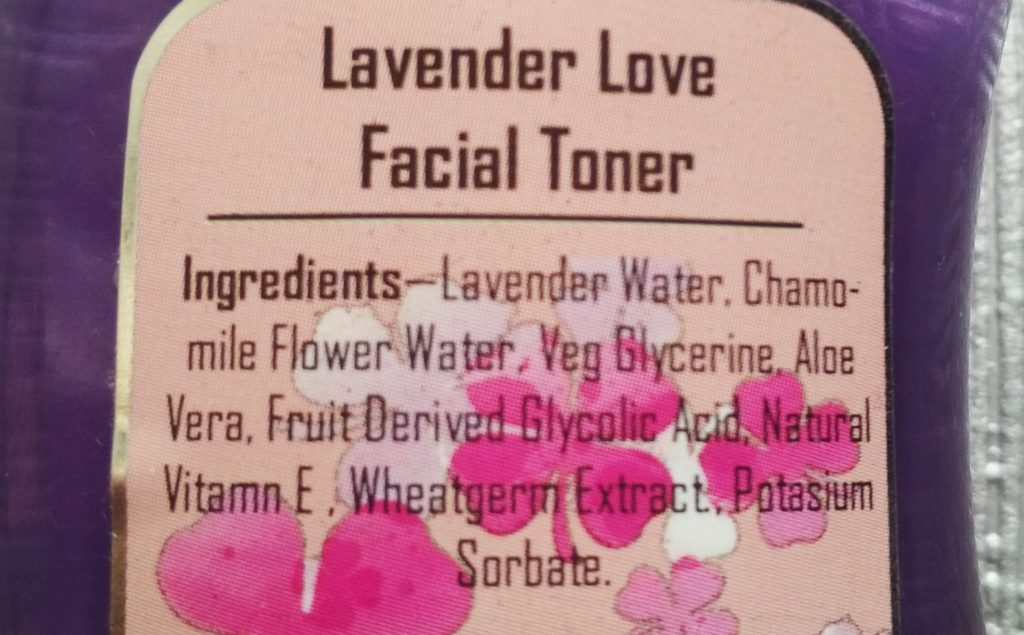 Ingredients Of Fuschia Lavender Love Hydrating Facial Toner
