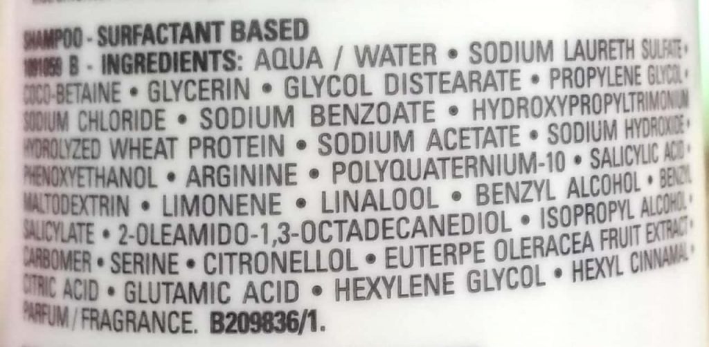 Ingredients Of L’Oreal Professionnel XTenso Care Shampoo