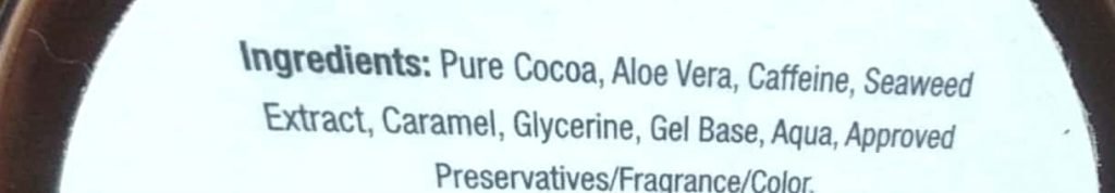 Ingredients Of MCaffeine Choco Caffeine Glow Face Pack