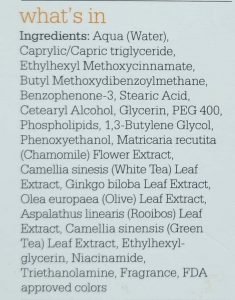 Ingredients Of Plum Chamomile & White Tea Sheer Matte Day Cream