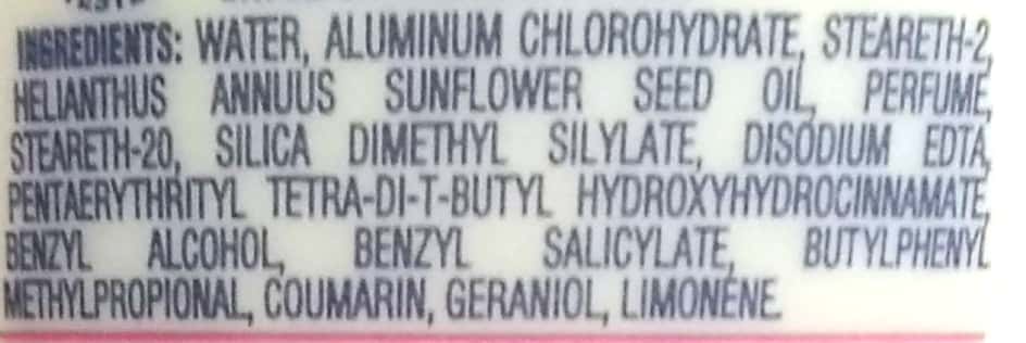 Ingredients Of Rexona Underarm Odour Protection Roll On - Powder Dry