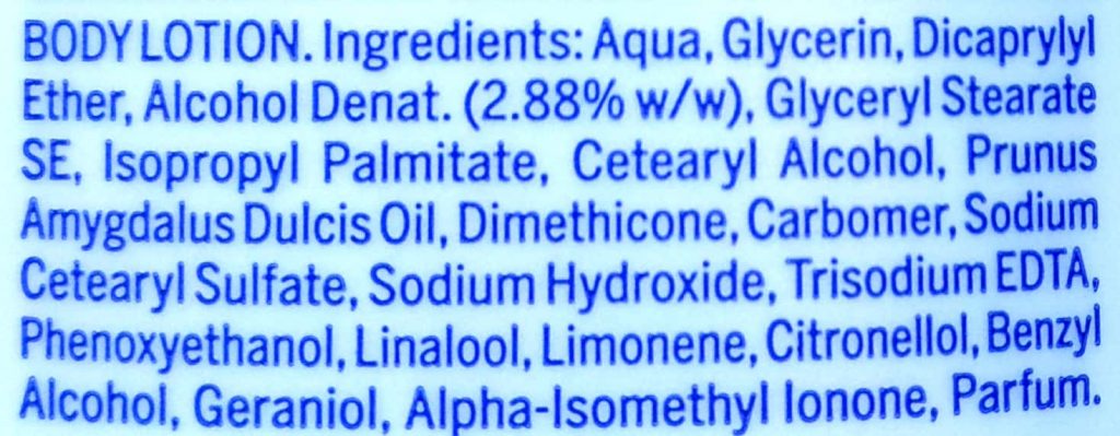 Ingredients Of Nivea Oil In Lotion With Vanilla & Almond Oil