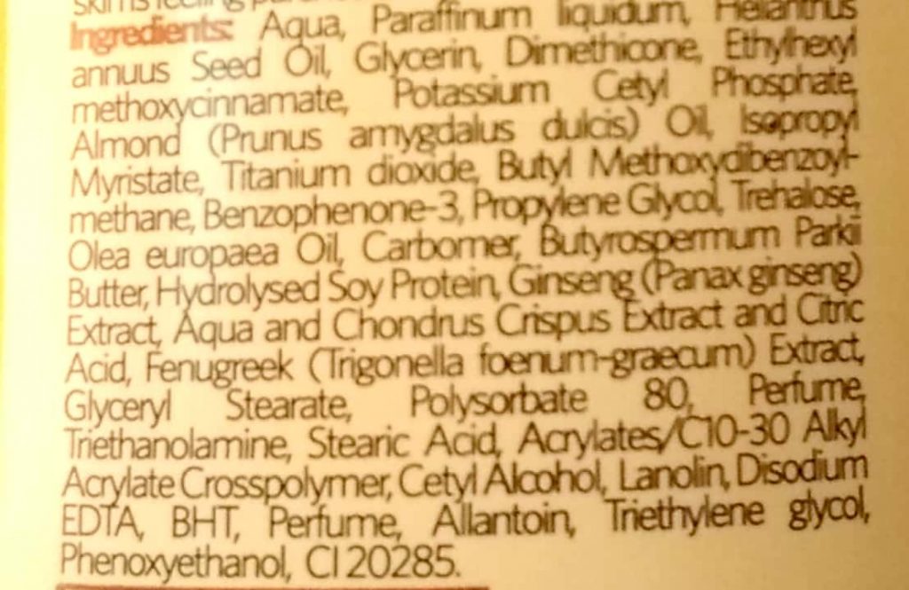Ingredients Of VLCC Youth Boost Body Lotion