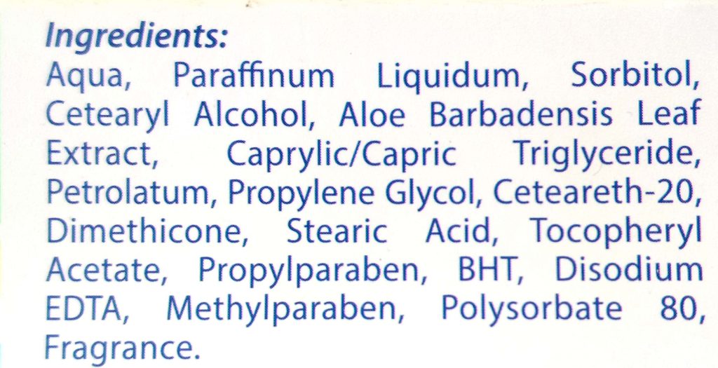 Ingredients Of Acnes Moisturizing Cream Aloe Vera with Vitamin E