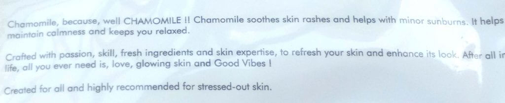 Description Of Chamomile Soothing Sheet Mask