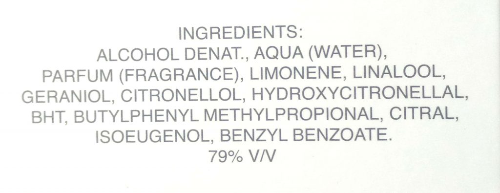 Ingredients Of Iceberg Tender White EDT Vaporisateur Natural Spray
