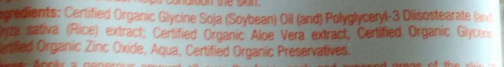 Ingredients Of Organic Harvest Sunscreen SPF 60 with Blue Light Technology
