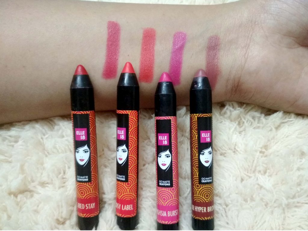 Swatches Of Elle 18 Go Matte Lip Crayons 