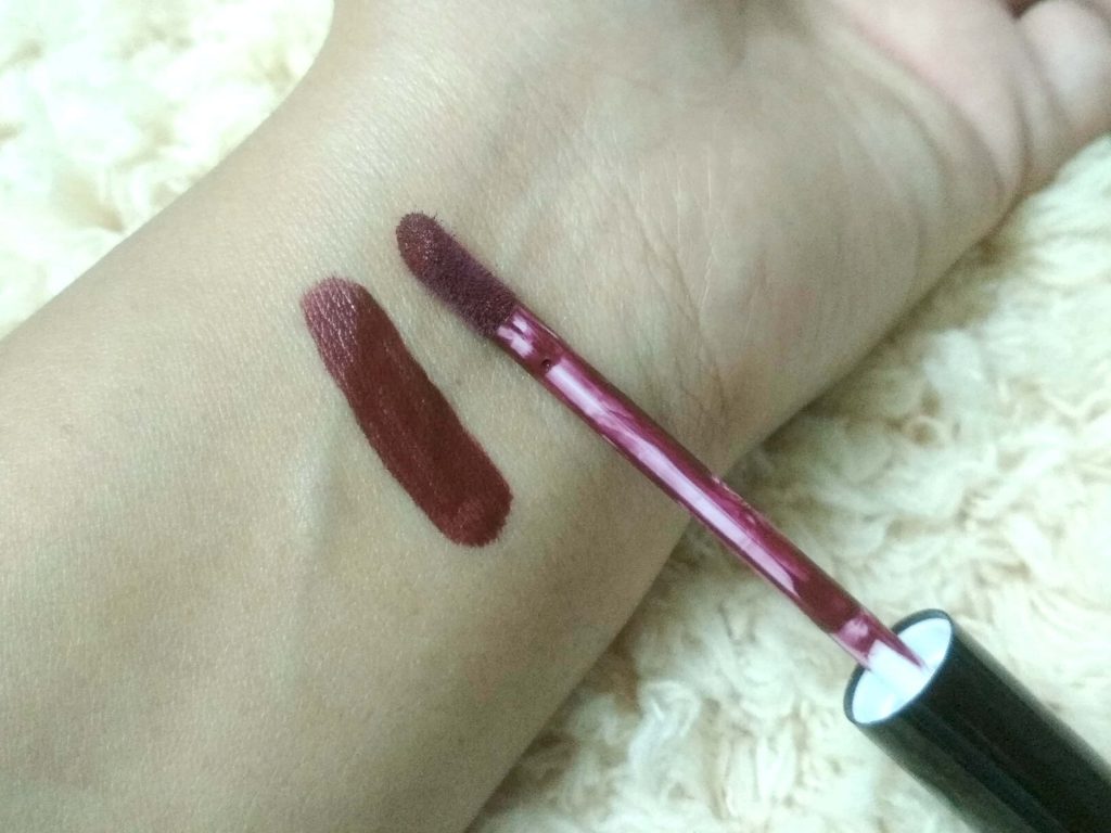 Swatch Of Lakme Forever Matte Liquid Lip Colour - 20 Wine Touch