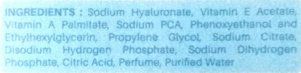 Ingredients Of DermDoc Moisturizing Under Eye Serum with Sodium Hyaluronate