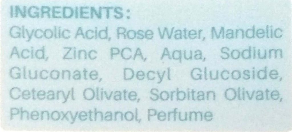 Ingredients Of DermDoc Skin Renewal Face Wash with Mandelic Acid